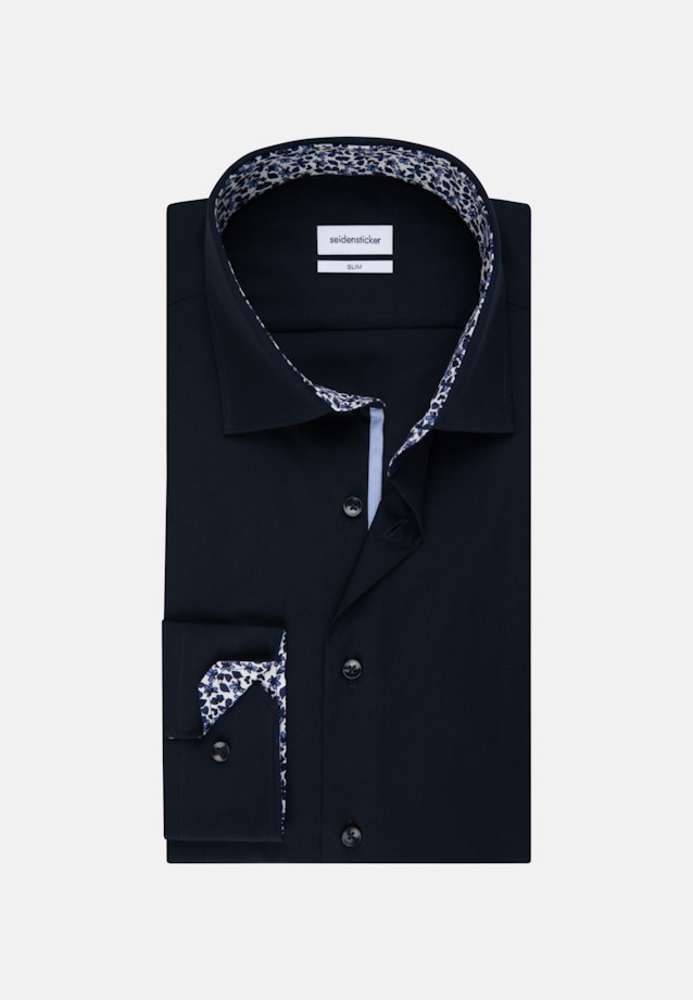 Bügelfreies Popeline Business Hemd in Slim mit Kentkragen und extra langem Arm in Dunkelblau |  Seidensticker Onlineshop