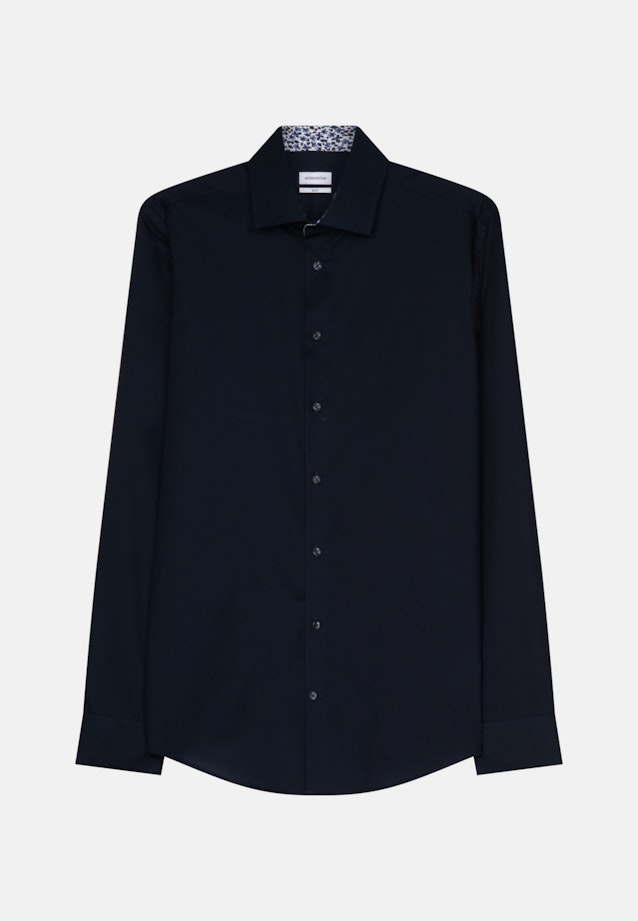 Poplin Business Shirt in Slim with Kent-Collar and extra long sleeve in Dark Blue |  Seidensticker Onlineshop