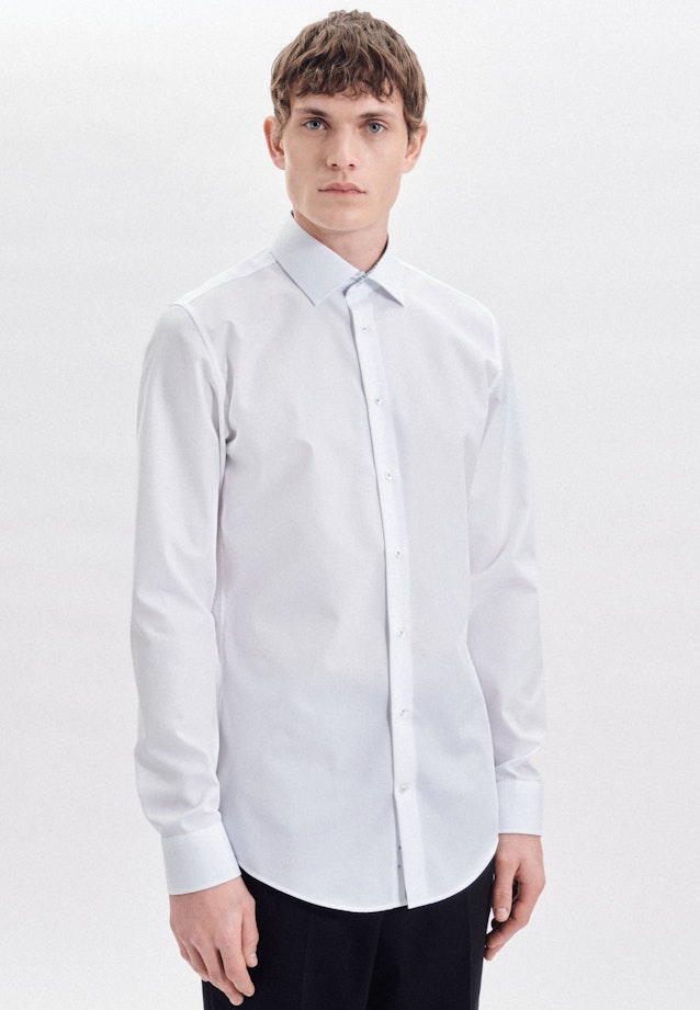 Popeline Business overhemd in Slim with Kentkraag and extra long sleeve in Wit |  Seidensticker Onlineshop