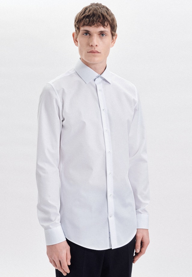 Non-iron Poplin Business Shirt in Slim with Kent-Collar and extra long sleeve in White |  Seidensticker Onlineshop