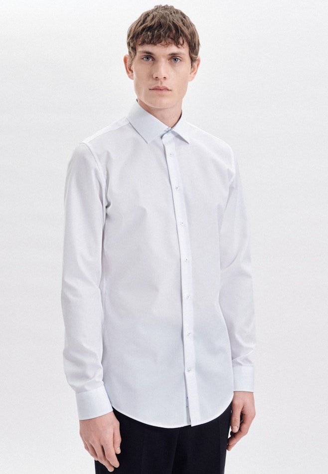 Non-iron Poplin Business Shirt in Slim with Kent-Collar and extra long sleeve in White | Seidensticker online shop