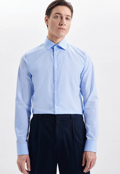 Slim Business Hemd Uni in Mittelblau |  Seidensticker Onlineshop