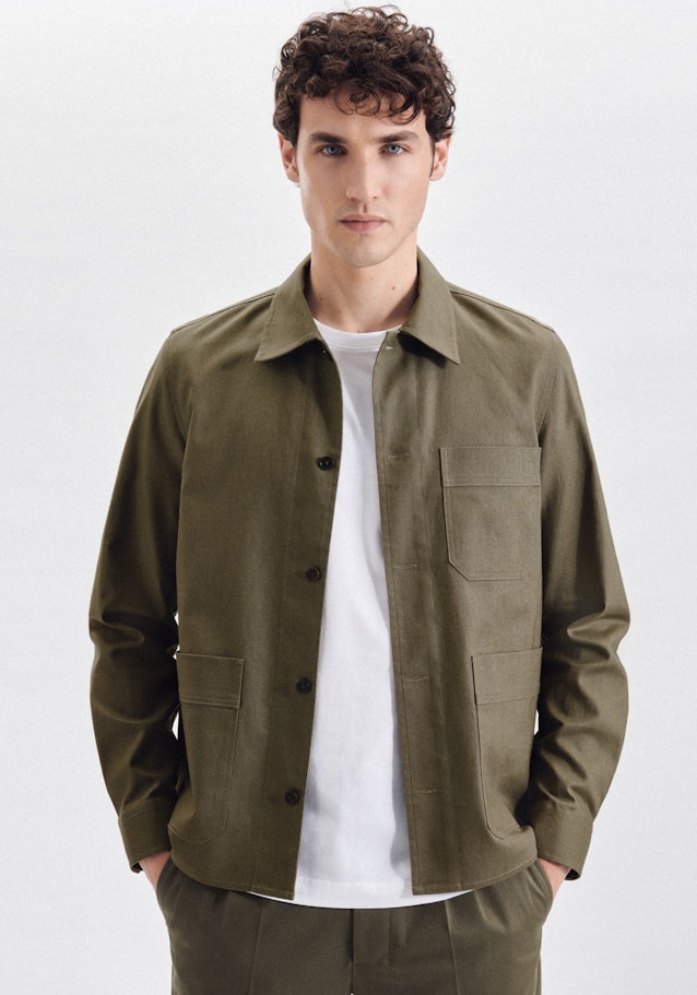 Overshirt in Regular with Lapel Collar in Green |  Seidensticker Onlineshop