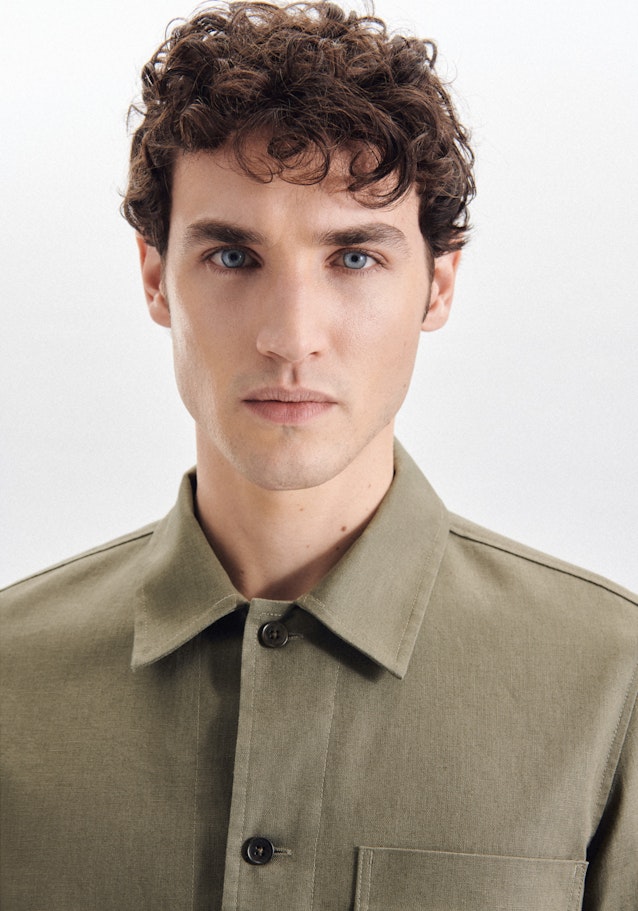 Overshirt in Regular with Lapel Collar in Green |  Seidensticker Onlineshop