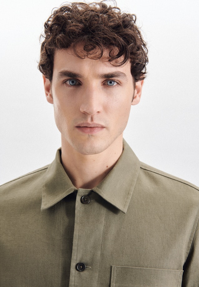 Overshirt in Regular with Lapel Collar in Green |  Seidensticker Onlineshop