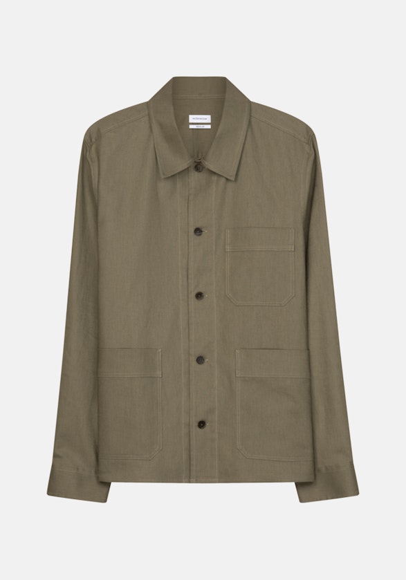 Overshirt in Regular with Lapel Collar in Green |  Seidensticker Onlineshop