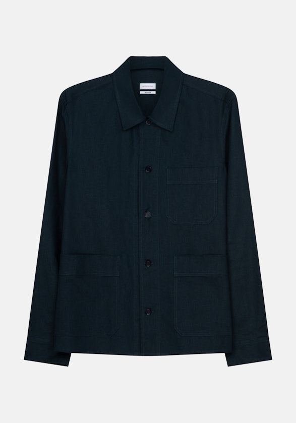Overshirt in Regular with Lapel Collar in Dark Blue |  Seidensticker Onlineshop