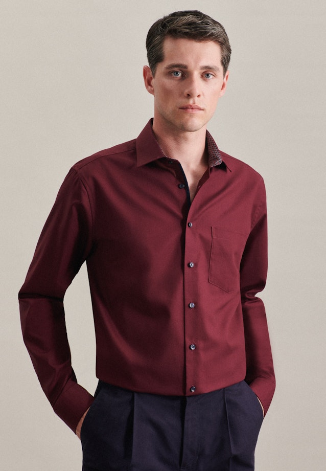 Popeline Business Hemd in Regular mit Kentkragen und extra langem Arm in Rot |  Seidensticker Onlineshop