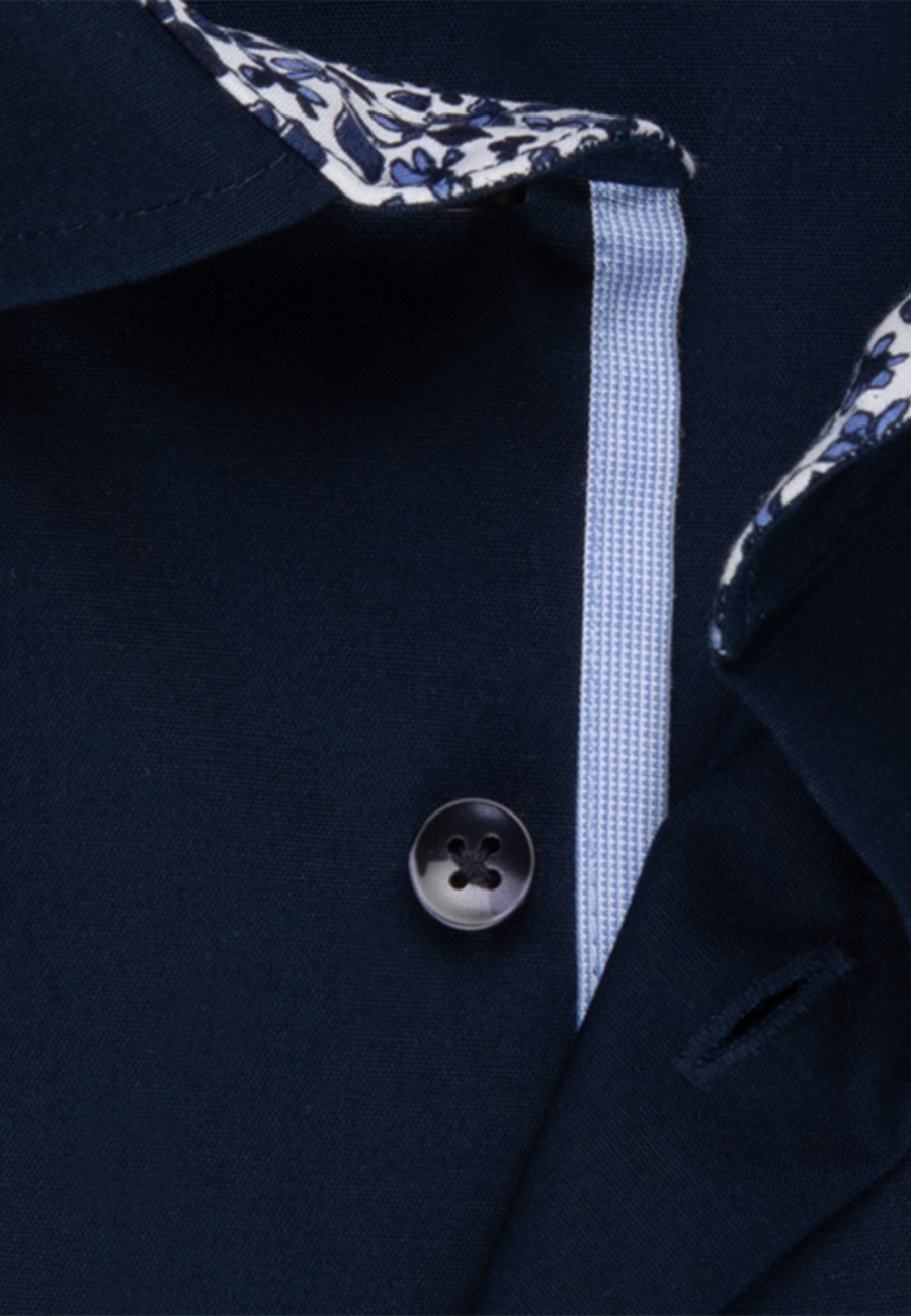 Bügelfreies Popeline Business Hemd in Regular fit mit Kentkragen und extra langem Arm in Dunkelblau |  Seidensticker Onlineshop
