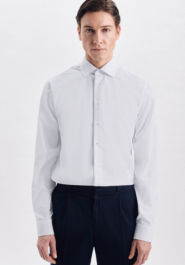 Poplin Business Shirt in Regular with Kent-Collar and extra long sleeve in White |  Seidensticker Onlineshop