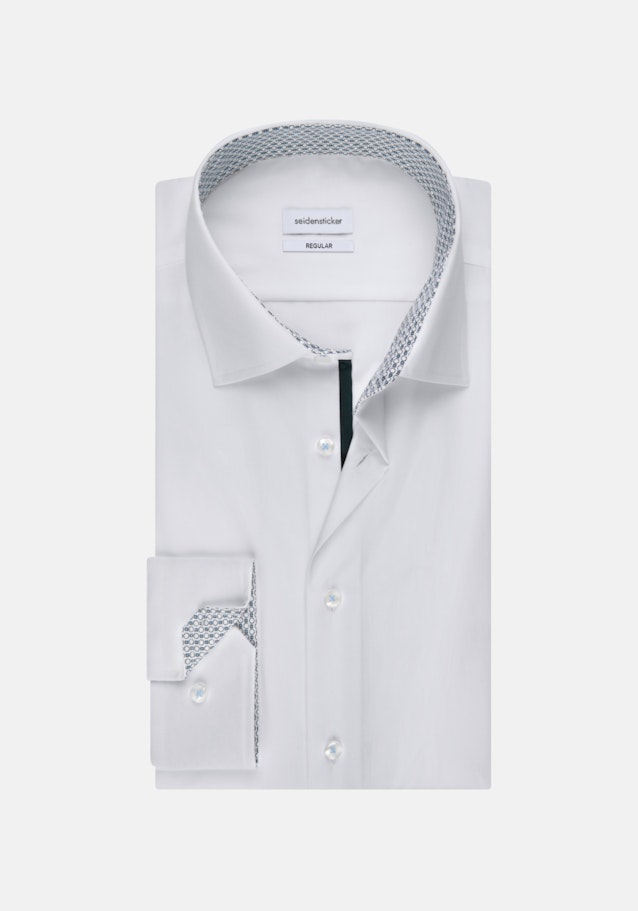 Popeline Business overhemd in Regular with Kentkraag and extra long sleeve in Wit |  Seidensticker Onlineshop