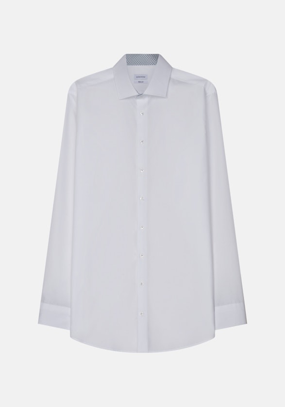 Popeline Business overhemd in Regular with Kentkraag and extra long sleeve in Wit |  Seidensticker Onlineshop