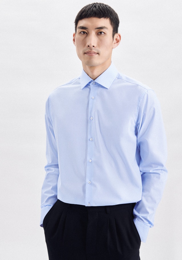 Poplin Business Shirt in Regular with Kent-Collar and extra long sleeve in Medium Blue | Seidensticker Onlineshop