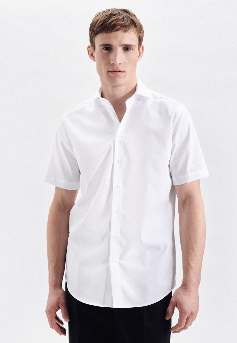 Non-iron Poplin Short sleeve Business Shirt in Regular with Kent-Collar