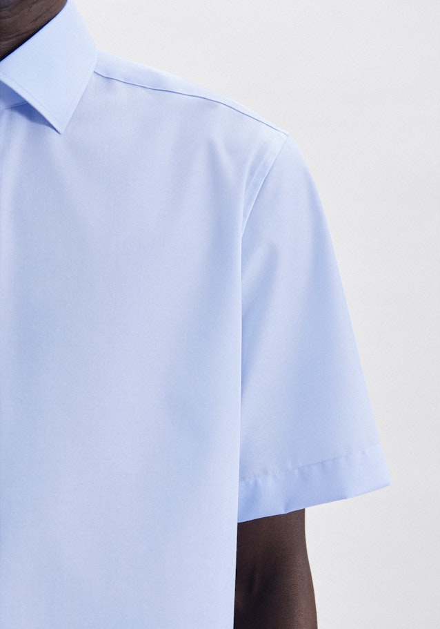 Non-iron Popeline Korte mouwen Business overhemd in Regular with Kentkraag in Middelmatig Blauw |  Seidensticker Onlineshop