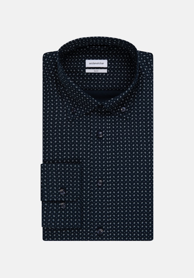 Popeline Business Hemd in Slim mit Button-Down-Kragen in Dunkelblau |  Seidensticker Onlineshop