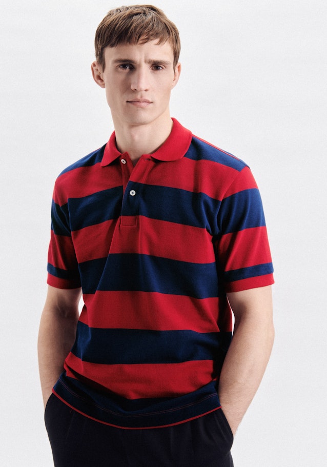 Regular Polo-Shirt Streifen in Rot | Seidensticker Onlineshop