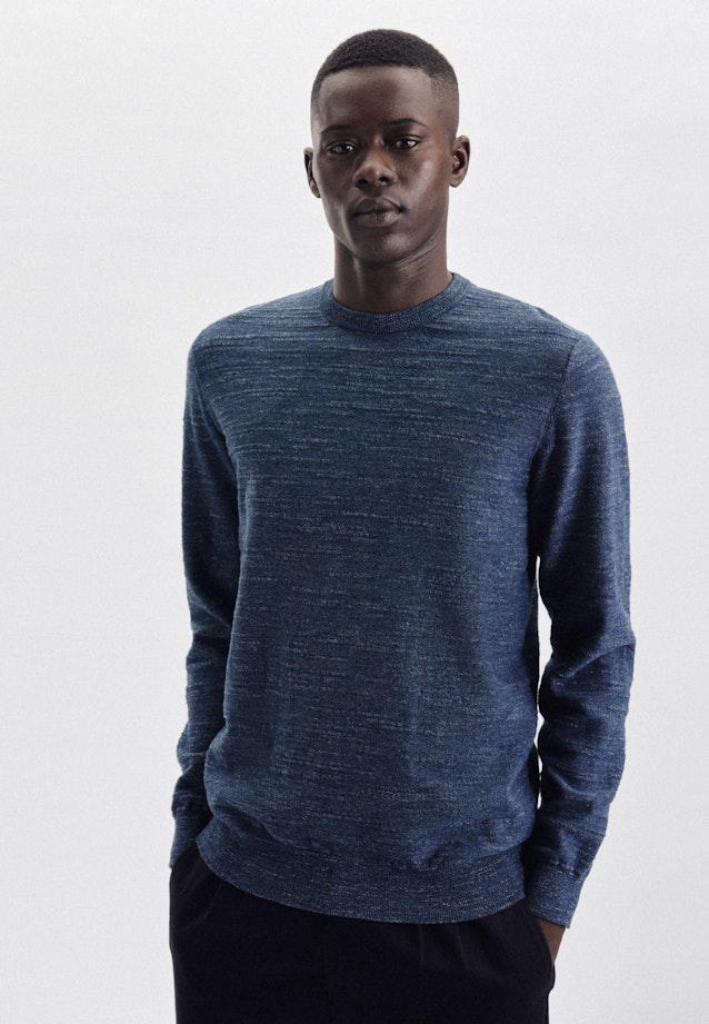 Regular Pullover Uni in Mittelblau |  Seidensticker Onlineshop