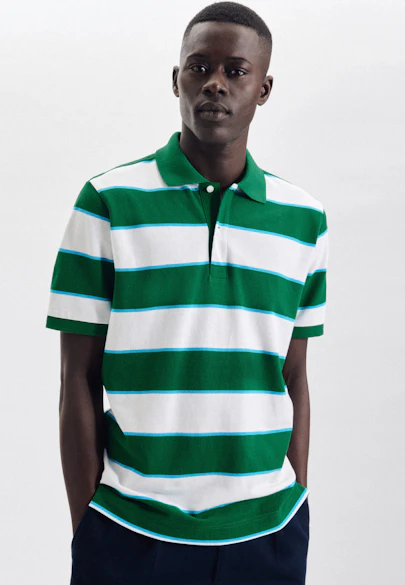 Regular Polo-Shirt Stripes in Green |  Seidensticker Onlineshop
