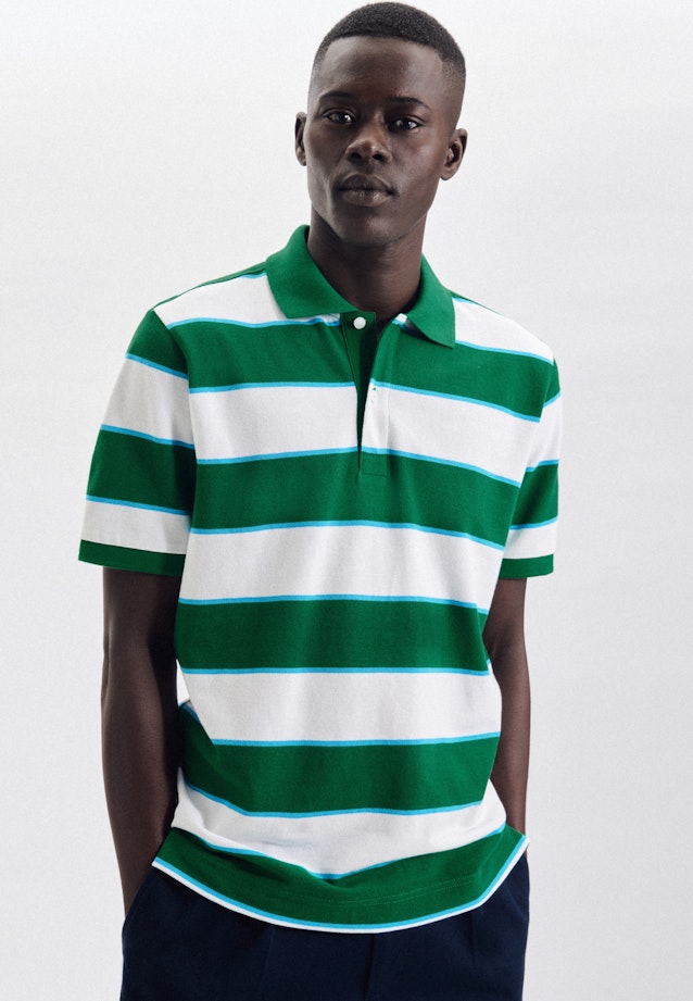 Regular Polo-Shirt Streifen in Grün |  Seidensticker Onlineshop