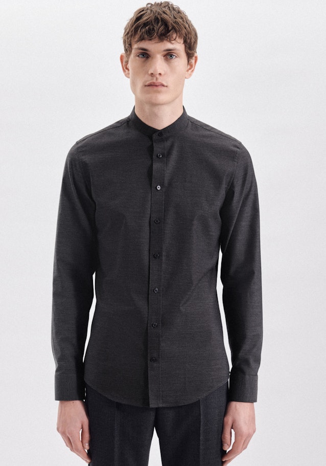 Easy-iron Twill Business Shirt in Shaped with Stand-Up Collar in Grey |  Seidensticker Onlineshop