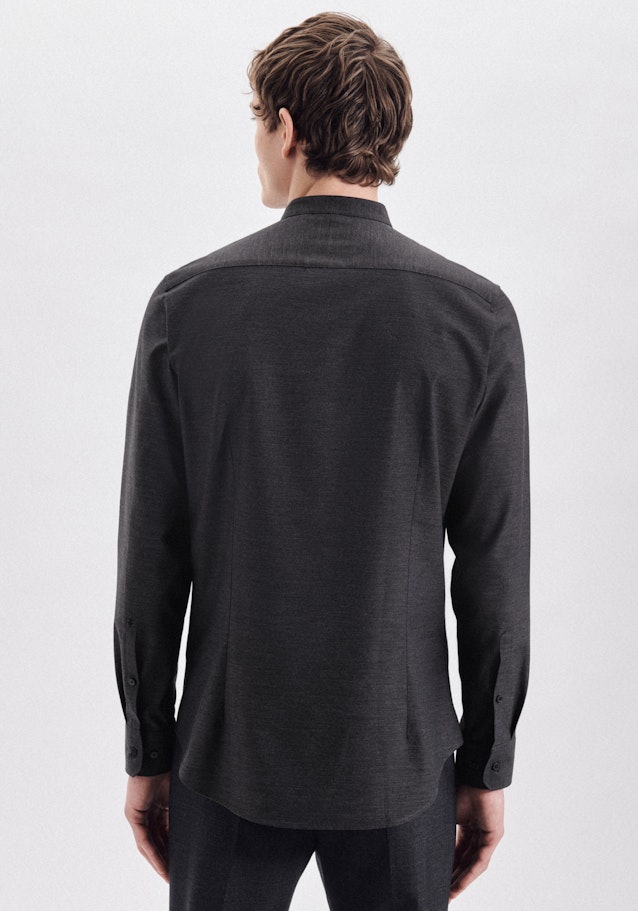 Bügelleichtes Twill Business Hemd in Shaped mit Stehkragen in Grau | Seidensticker Onlineshop
