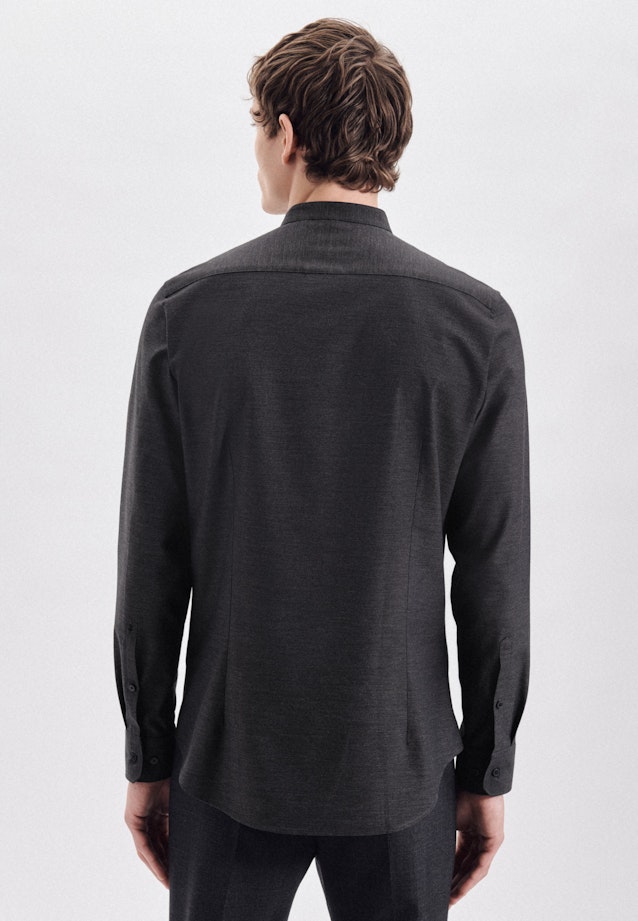 Bügelleichtes Twill Business Hemd in Shaped mit Stehkragen in Grau | Seidensticker Onlineshop