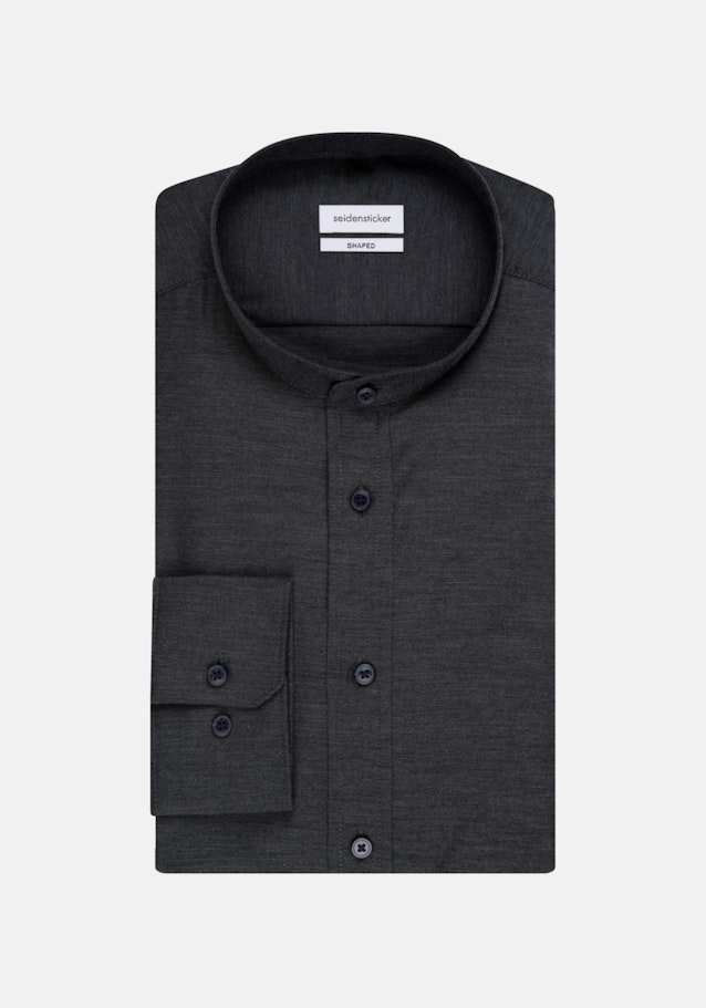 Bügelleichtes Twill Business Hemd in Shaped mit Stehkragen in Grau |  Seidensticker Onlineshop