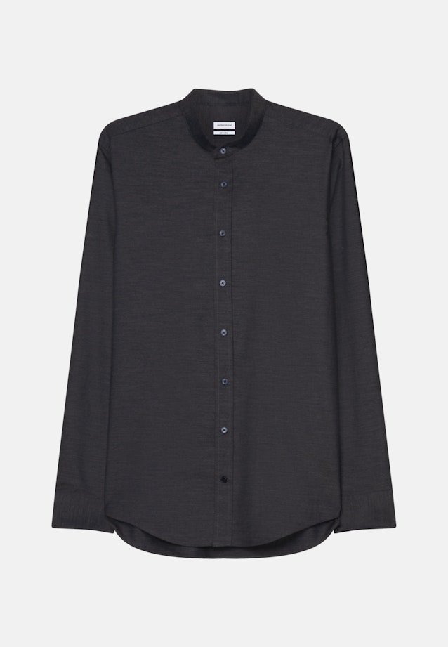Bügelleichtes Twill Business Hemd in Shaped mit Stehkragen in Grau |  Seidensticker Onlineshop