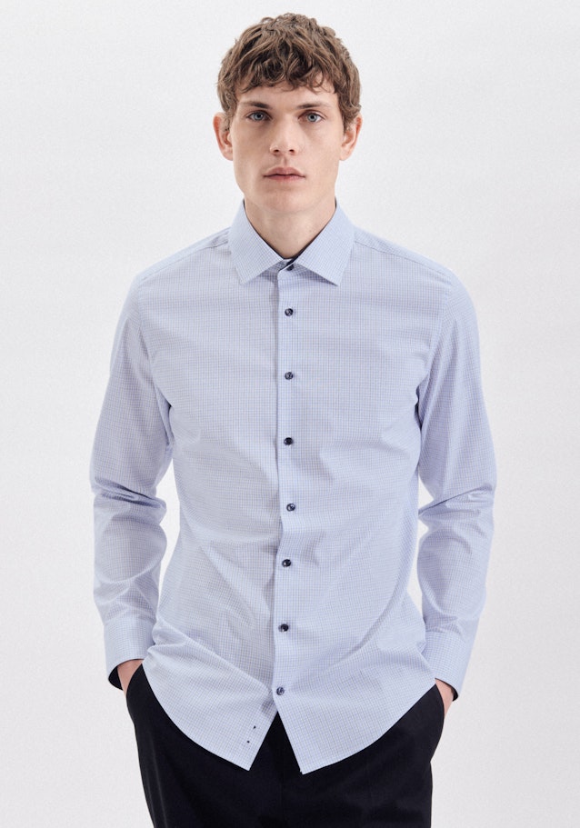 Non-iron Poplin Business Shirt in Shaped with Kent-Collar in Light Blue |  Seidensticker Onlineshop