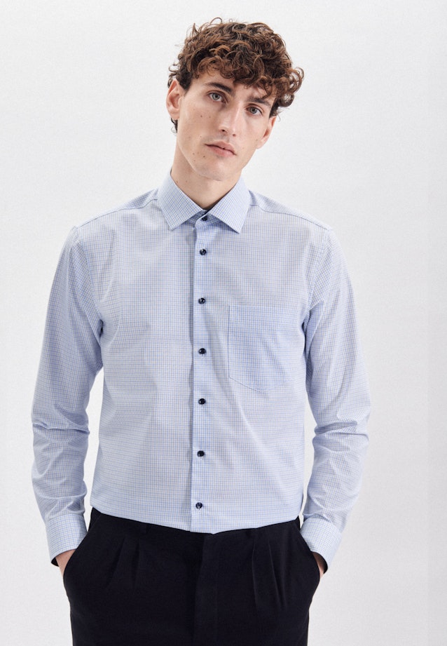 Regular Business Hemd Karo in Hellblau |  Seidensticker Onlineshop