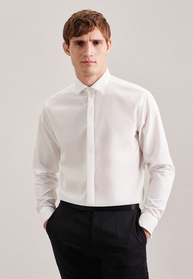 Non-iron Poplin Gala Shirt in Regular with Wing Collar in Ecru | Seidensticker Onlineshop