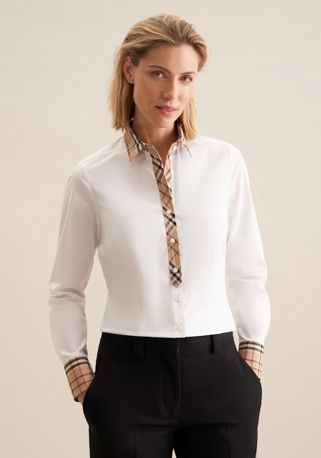 Hemdbluse mit Stretchanteil und Besatz in Weiß | Seidensticker Onlineshop