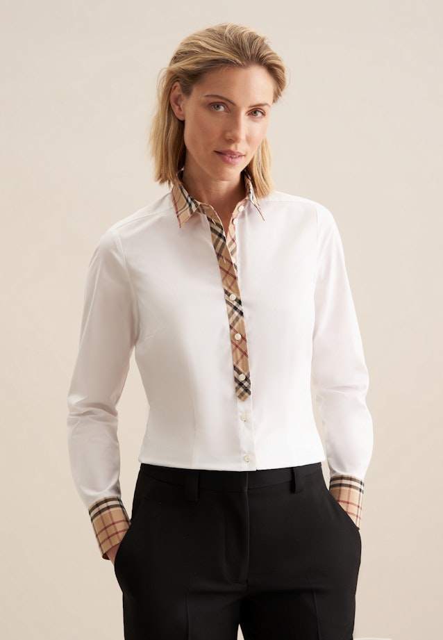 Hemdbluse mit Stretchanteil und Besatz in Weiß |  Seidensticker Onlineshop