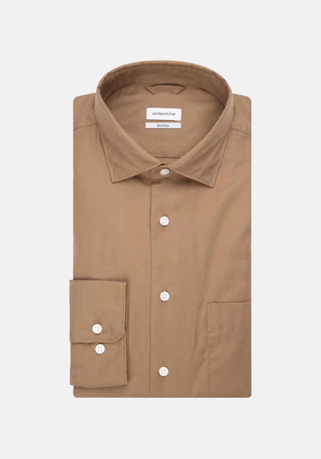 Bügelleichtes Twill Business Hemd in Shaped mit Kentkragen in Braun |  Seidensticker Onlineshop