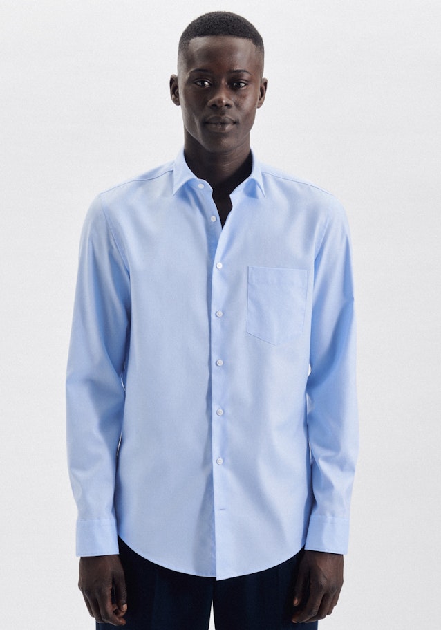 Bügelleichtes Twill Business Hemd in Shaped mit Kentkragen in Hellblau | Seidensticker Onlineshop