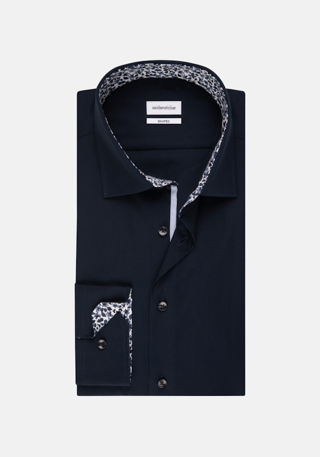 Non-iron Poplin Business Shirt in Shaped with Kent-Collar and extra long sleeve in Dark Blue |  Seidensticker Onlineshop