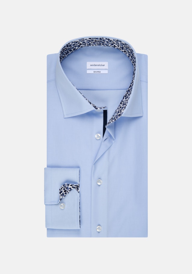 Non-iron Poplin Business Shirt in Shaped with Kent-Collar and extra long sleeve in Medium Blue |  Seidensticker Onlineshop