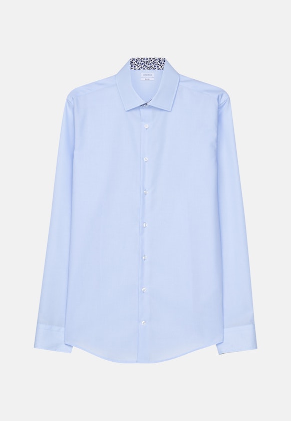Non-iron Poplin Business Shirt in Shaped with Kent-Collar and extra long sleeve in Medium Blue |  Seidensticker Onlineshop