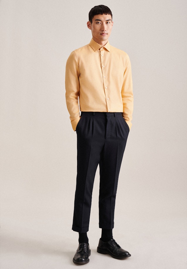 Non-iron Structure Business Shirt in Shaped with Kent-Collar in Yellow |  Seidensticker Onlineshop