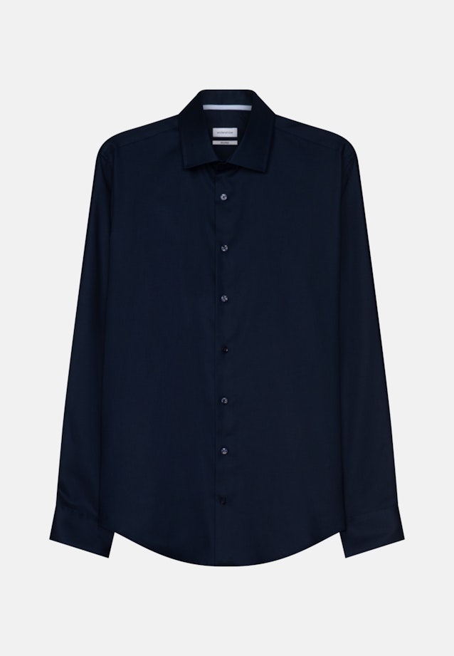 Non-iron Dobby Business shirt in Shaped with Kent-Collar in Dark Blue |  Seidensticker Onlineshop