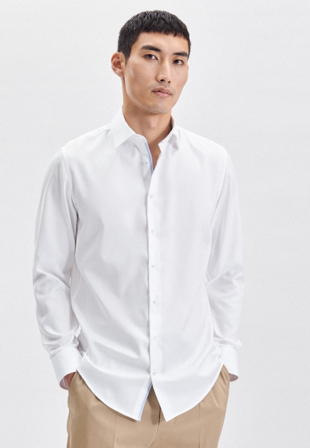 Non-iron Dobby Business shirt in Shaped with Kent-Collar in White |  Seidensticker Onlineshop