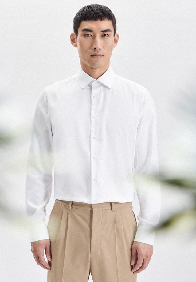 Non-iron Dobby Business shirt in Shaped with Kent-Collar in White |  Seidensticker Onlineshop