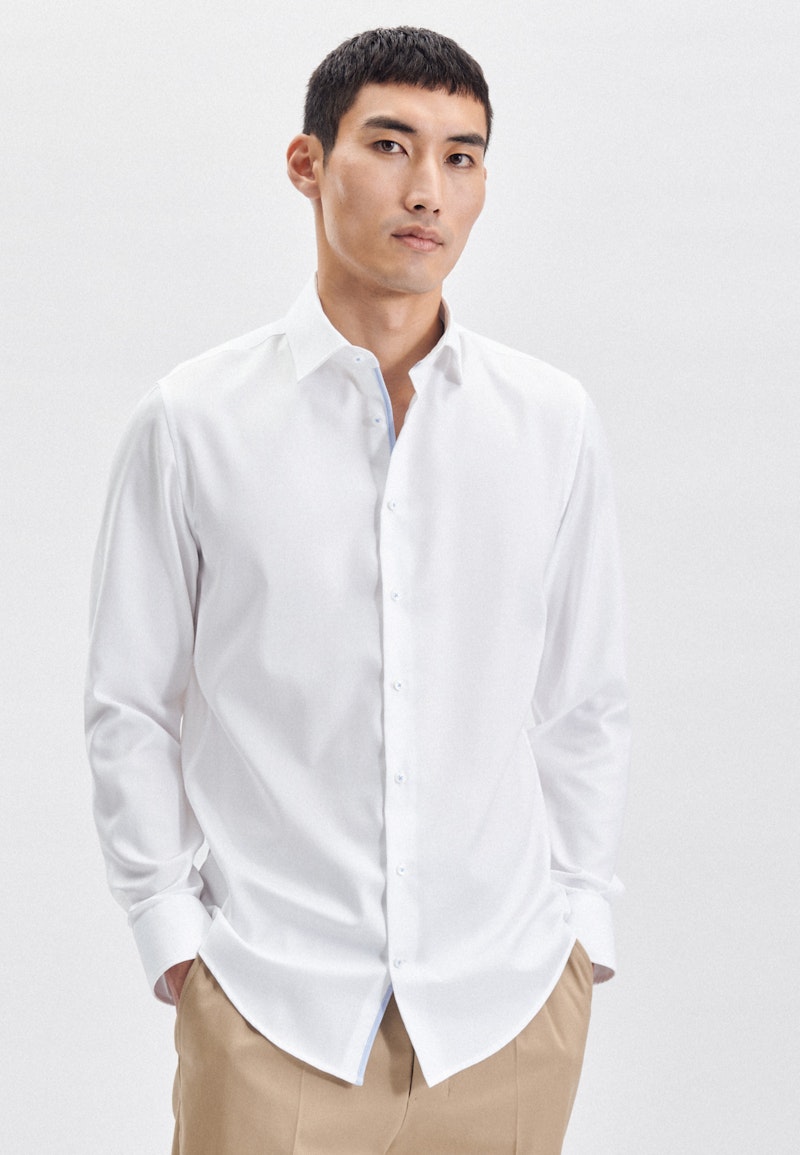 Non-iron Structure Business Shirt in Shaped with Kent-Collar