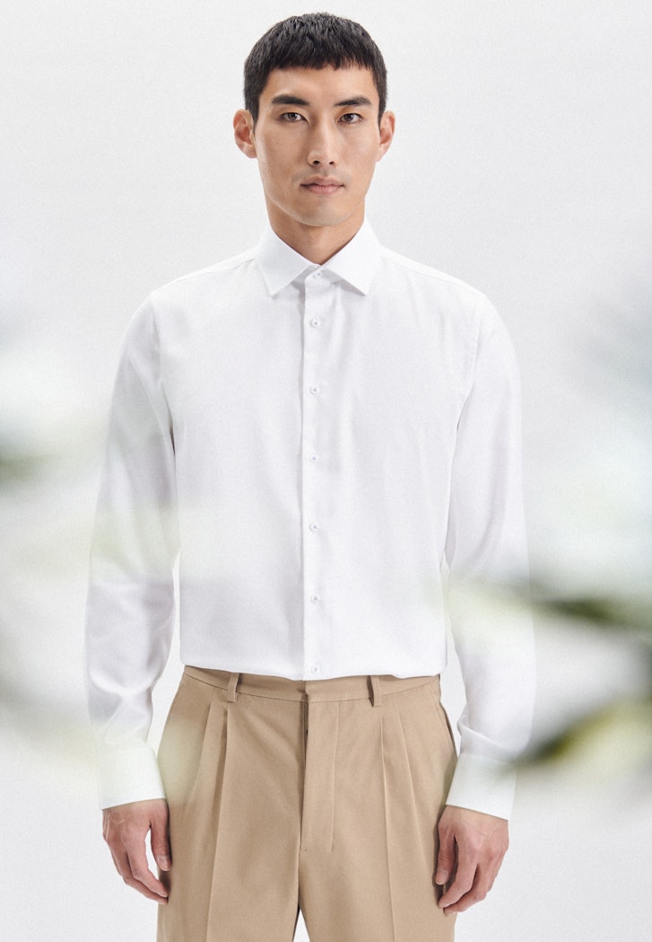 Struktur Kentkragen mit | Shaped Hemd in Seidensticker Business Herren weiß Bügelfreies