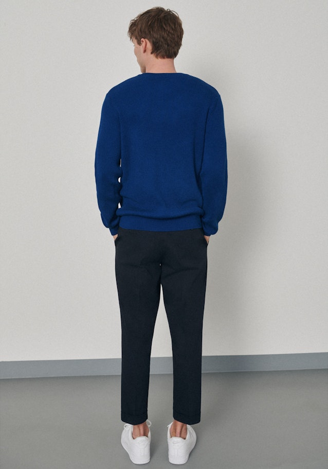 Gerader Schnitt (Normal-Fit) Pullover Uni in Mittelblau | Seidensticker Onlineshop