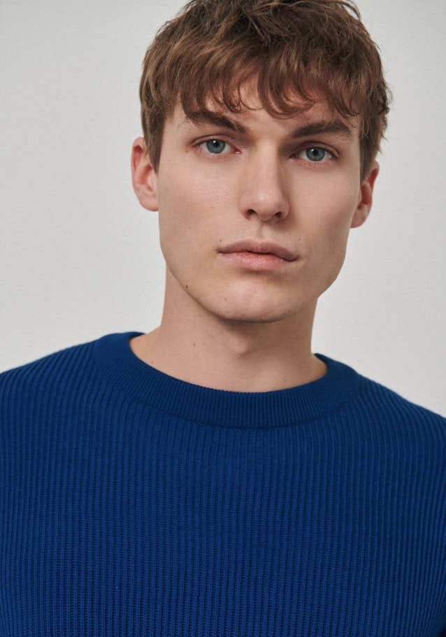 Gerader Schnitt (Normal-Fit) Pullover Uni in Mittelblau | Seidensticker Onlineshop