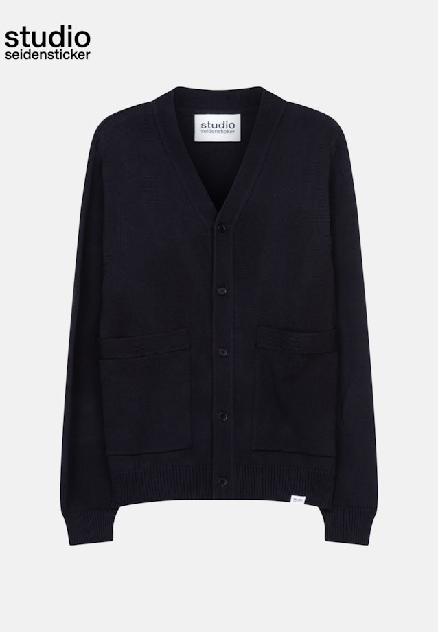 Gerader Schnitt (Normal-Fit) Strick-Jacke Uni in Dunkelblau |  Seidensticker Onlineshop