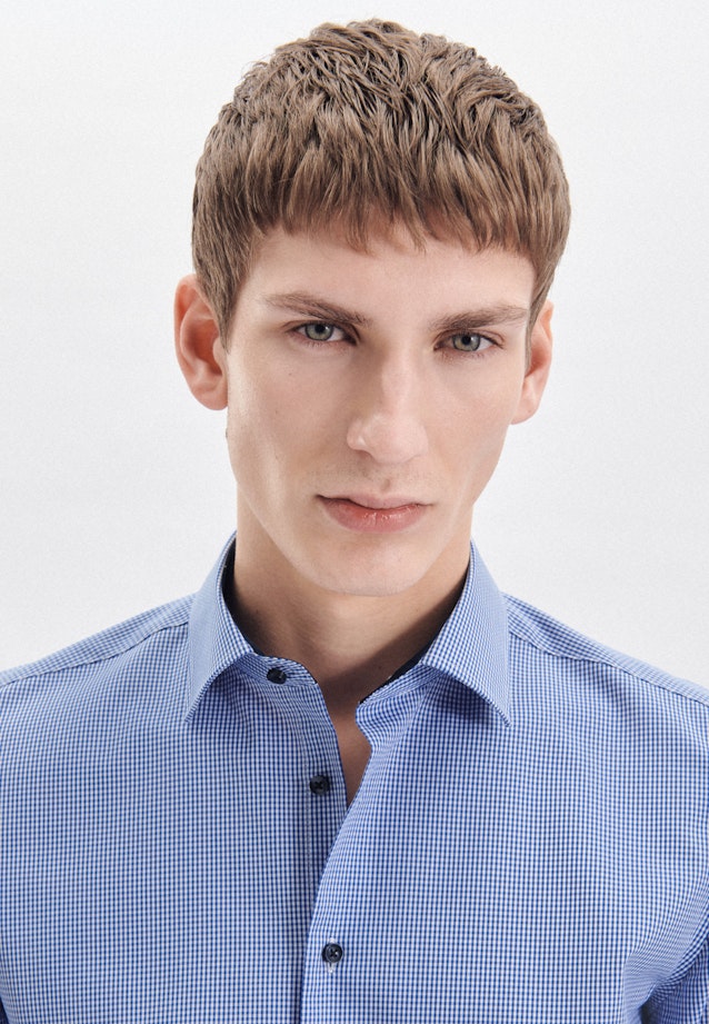 Shaped Business Hemd Karo in Mittelblau |  Seidensticker Onlineshop