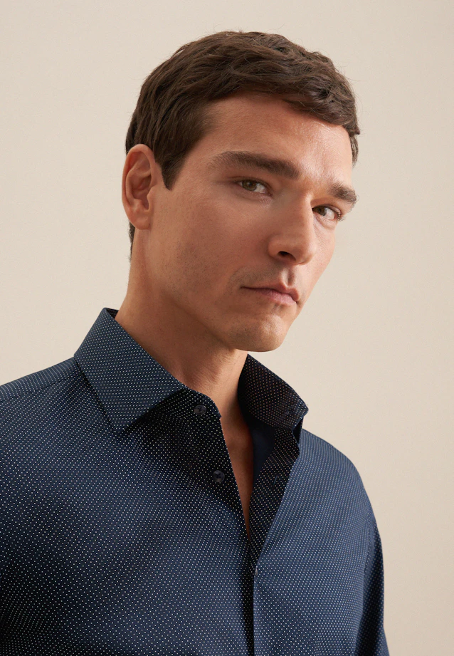 Shaped Business shirt Points in Dark Blue |  Seidensticker Onlineshop